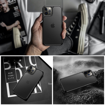 Husa iPhone 12 Pro Techsuit CarbonFuse Negru