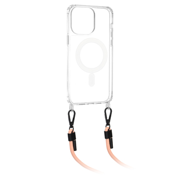 Husa iPhone 15 Pro Max cu snur Techsuit  Acrylic MagSafe Crossbody Pink