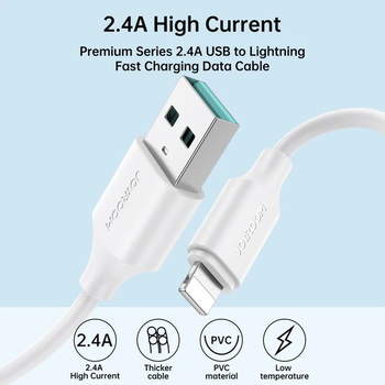 Cablu de Date JoyRoom USB to Lightning Quick Charging 2.4A 2m White